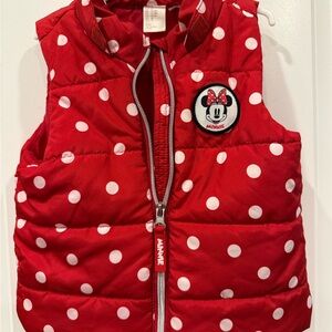 Disney Red and White Puffer Jacket with Polka Dots